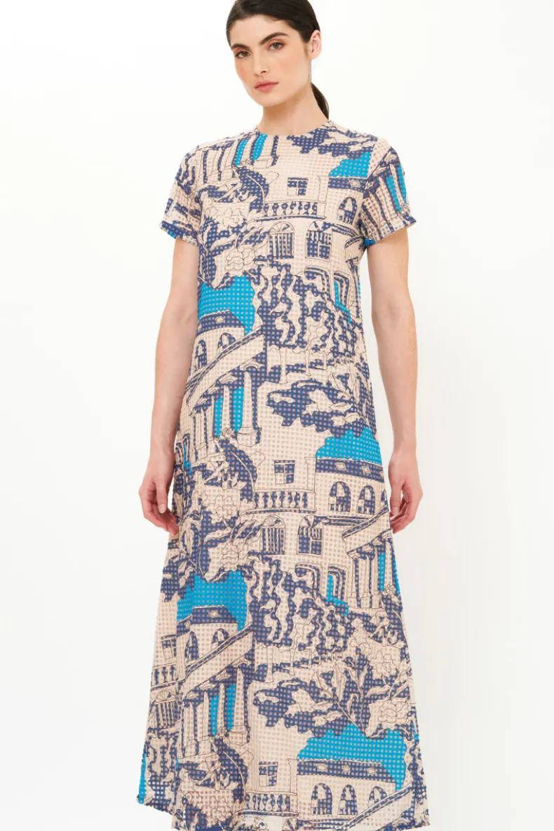Short Sleeve Shift Maxi- Roma Blue