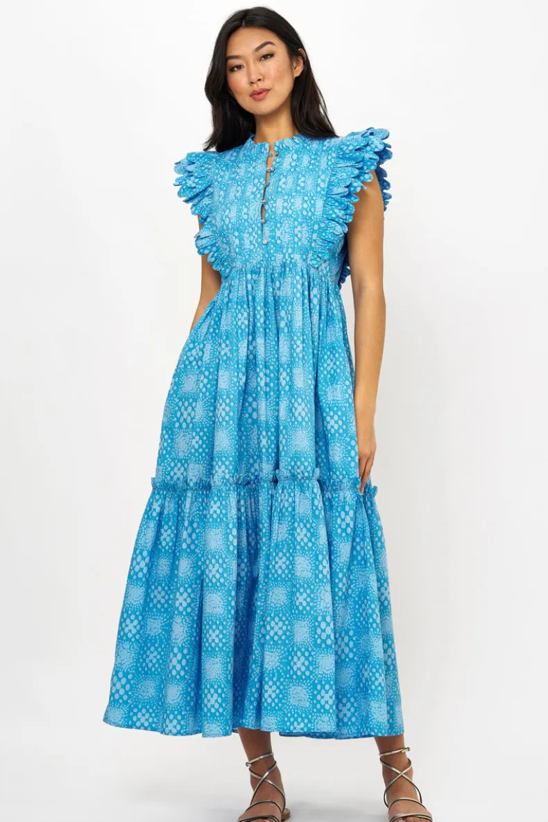 Scallop Pintuck Maxi- Matrix Blue