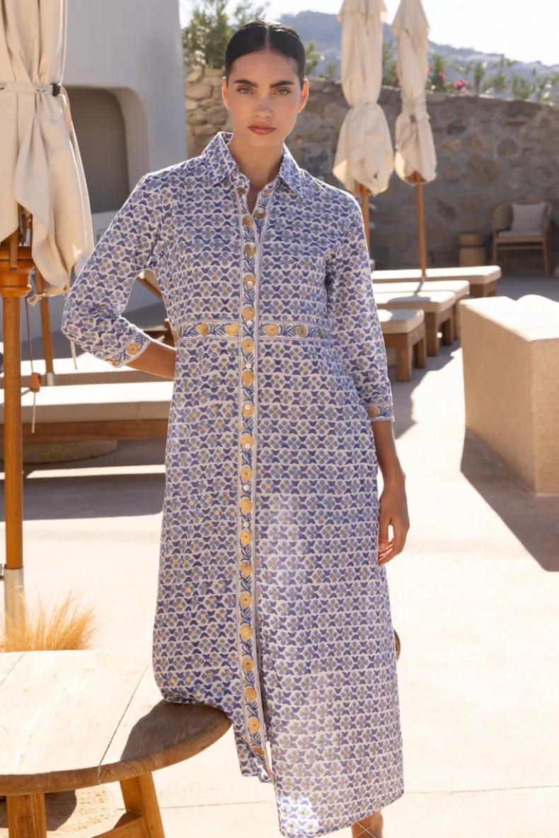Shirt Dress Maxi- Veranda Blue