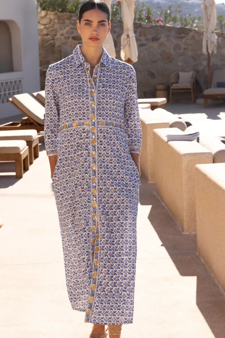 Shirt Dress Maxi- Veranda Blue