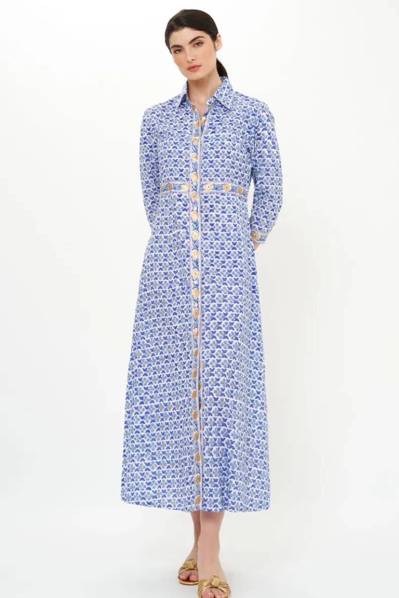 Shirt Dress Maxi- Veranda Blue