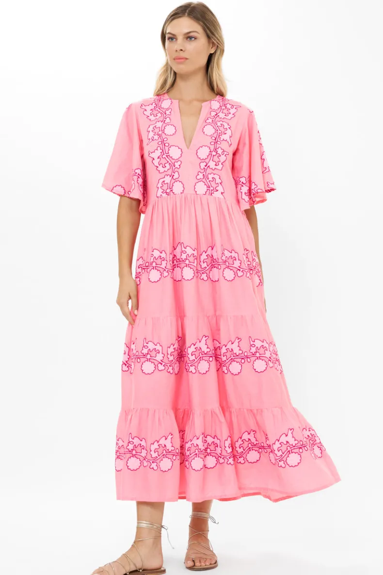 Flirty V-Neck Maxi- Tangier Pink