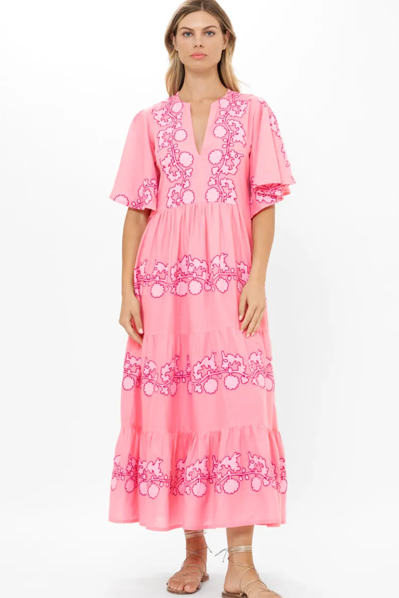 Flirty V-Neck Maxi- Tangier Pink