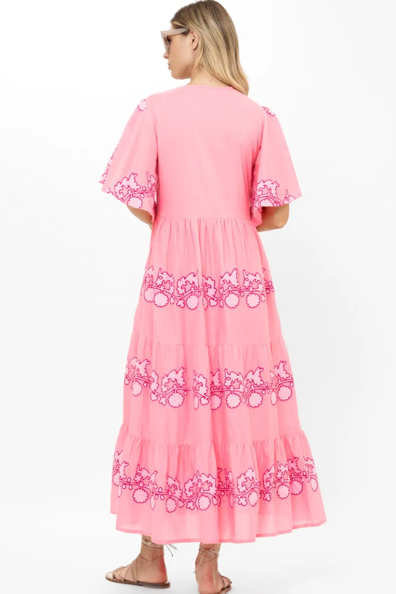 Flirty V-Neck Maxi- Tangier Pink