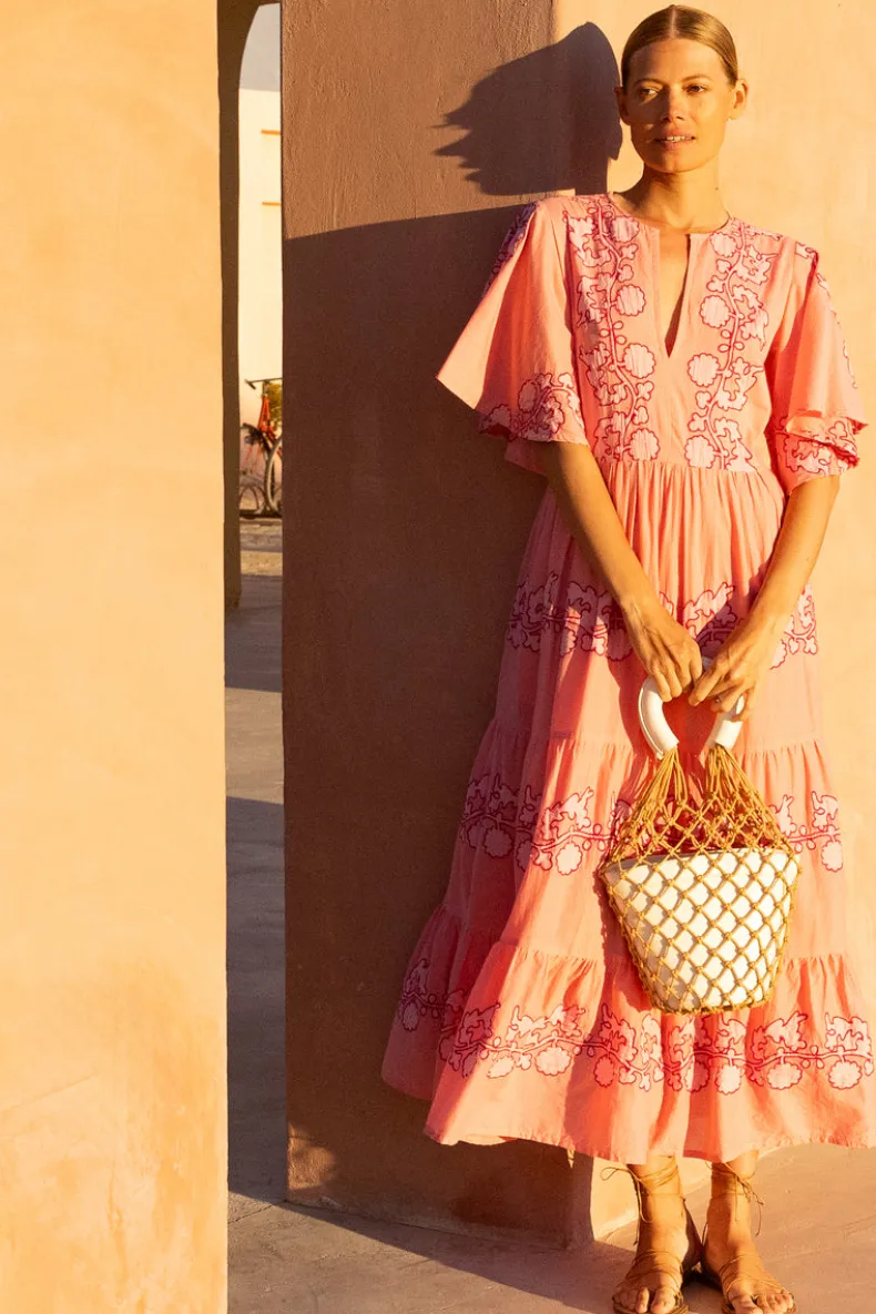 Flirty V-Neck Maxi- Tangier Pink