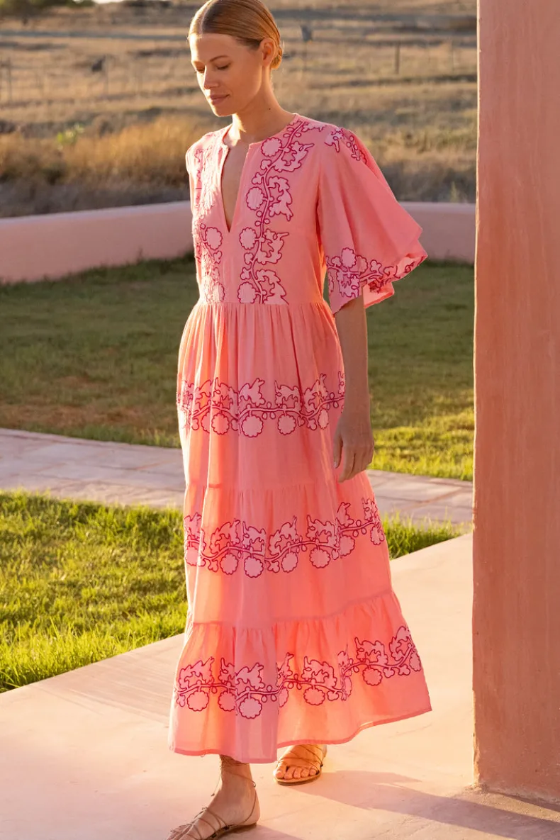 Flirty V-Neck Maxi- Tangier Pink