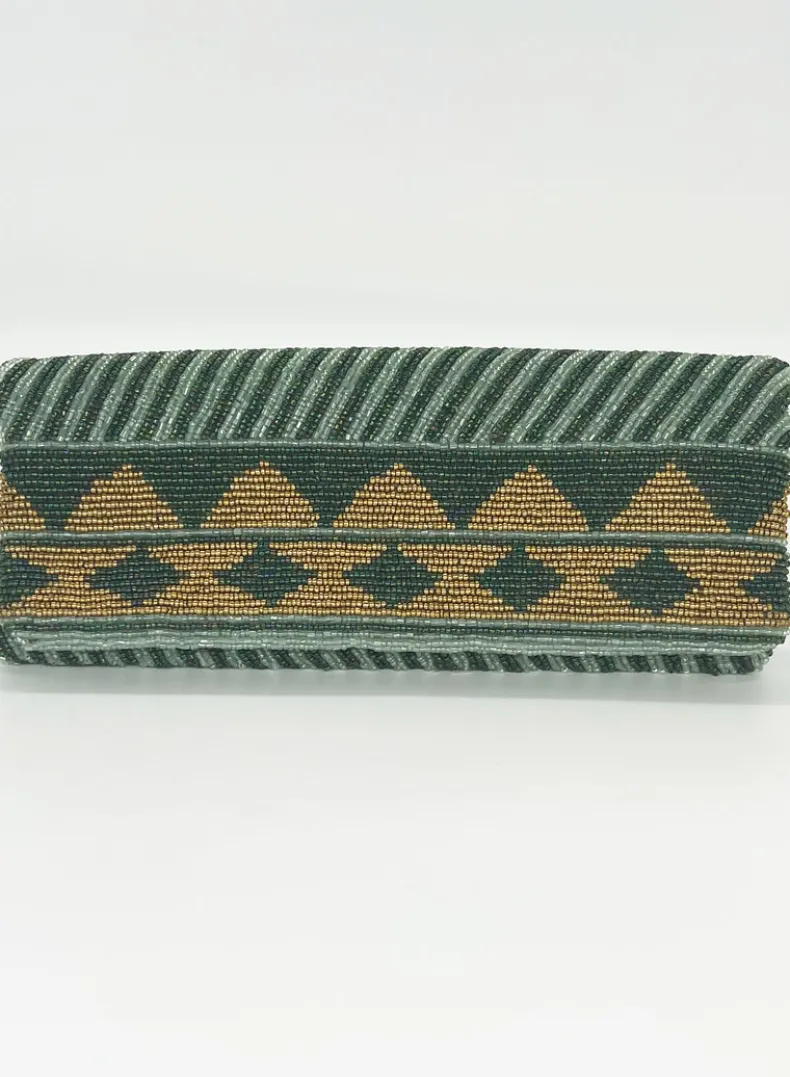 Beaded Clutch- Mezcal Green Gold